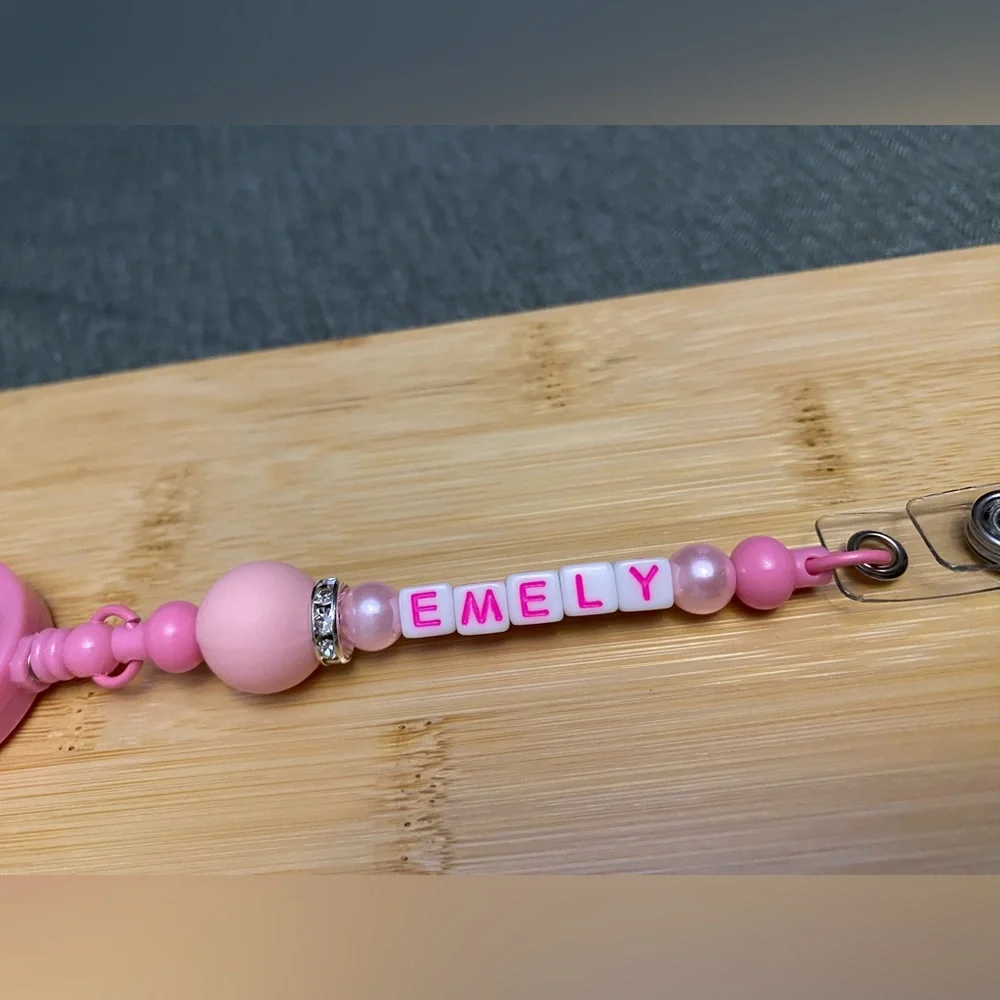 Pink Badge Holder ID Holder with personalized Name